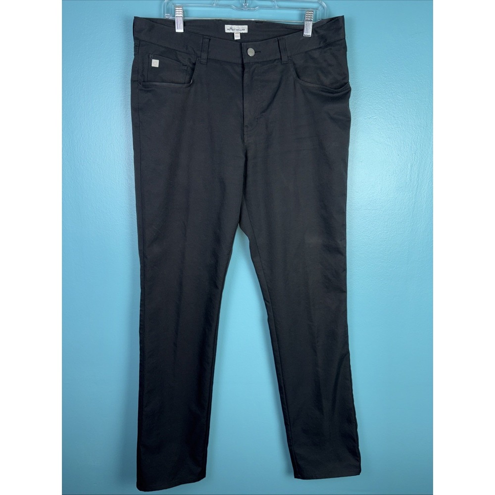 Peter Millar Crown Sport Mens 35x34 Black Performance Golf Dress Pants